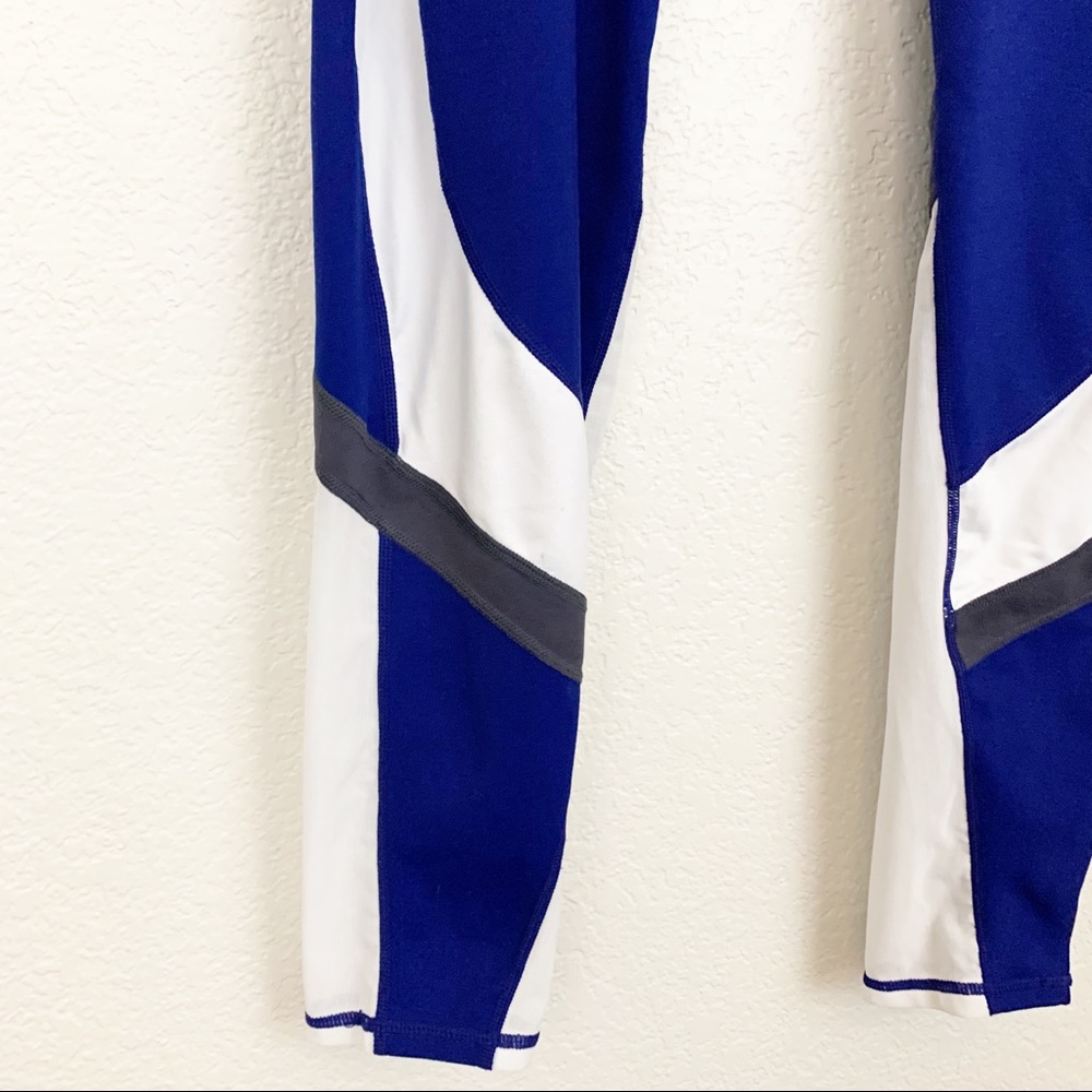 Fabletics Mid Rise Mesh Powerhold Blue Leggings - Picture 5 of 8